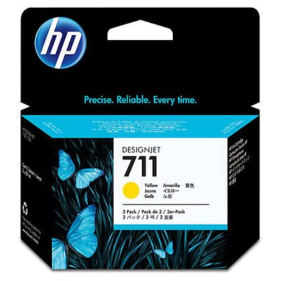 HP  CZ136A (711) SARI 3 LU PAKET 29 ML GENIS FORMAT MUREKKEP KARTUSU Resim-1